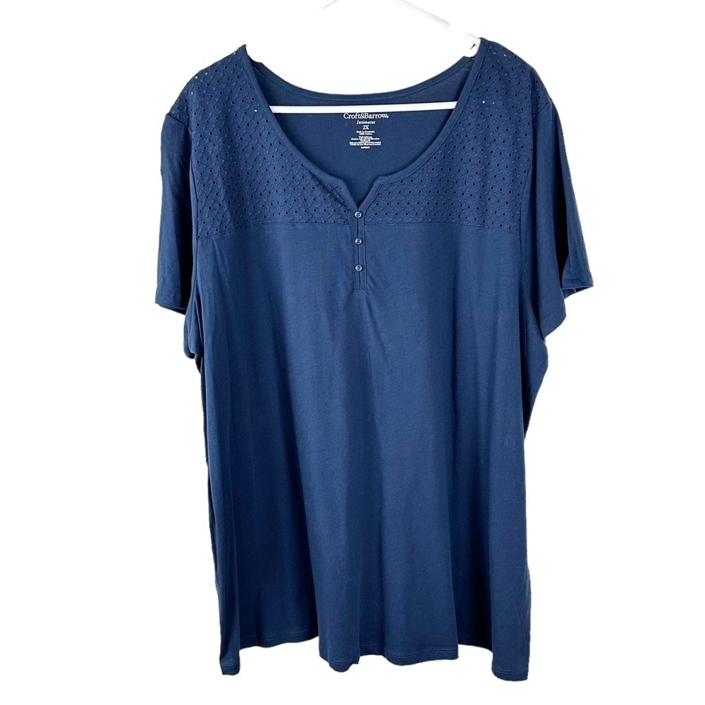 Croft & Barrow Intimates Butterfly Blue Pullover Top Size 2X